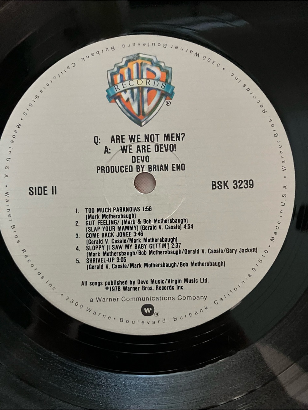 Vintage 1978 First Pressing Devo “Q:Are We Not Men? A:We Are Devo!” Vinyl - Picture 4 of 11